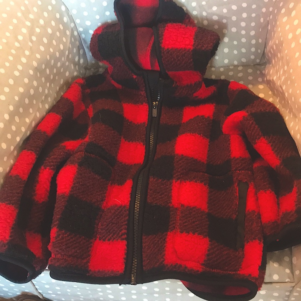 Red&Black Plaid Fleece Jacket